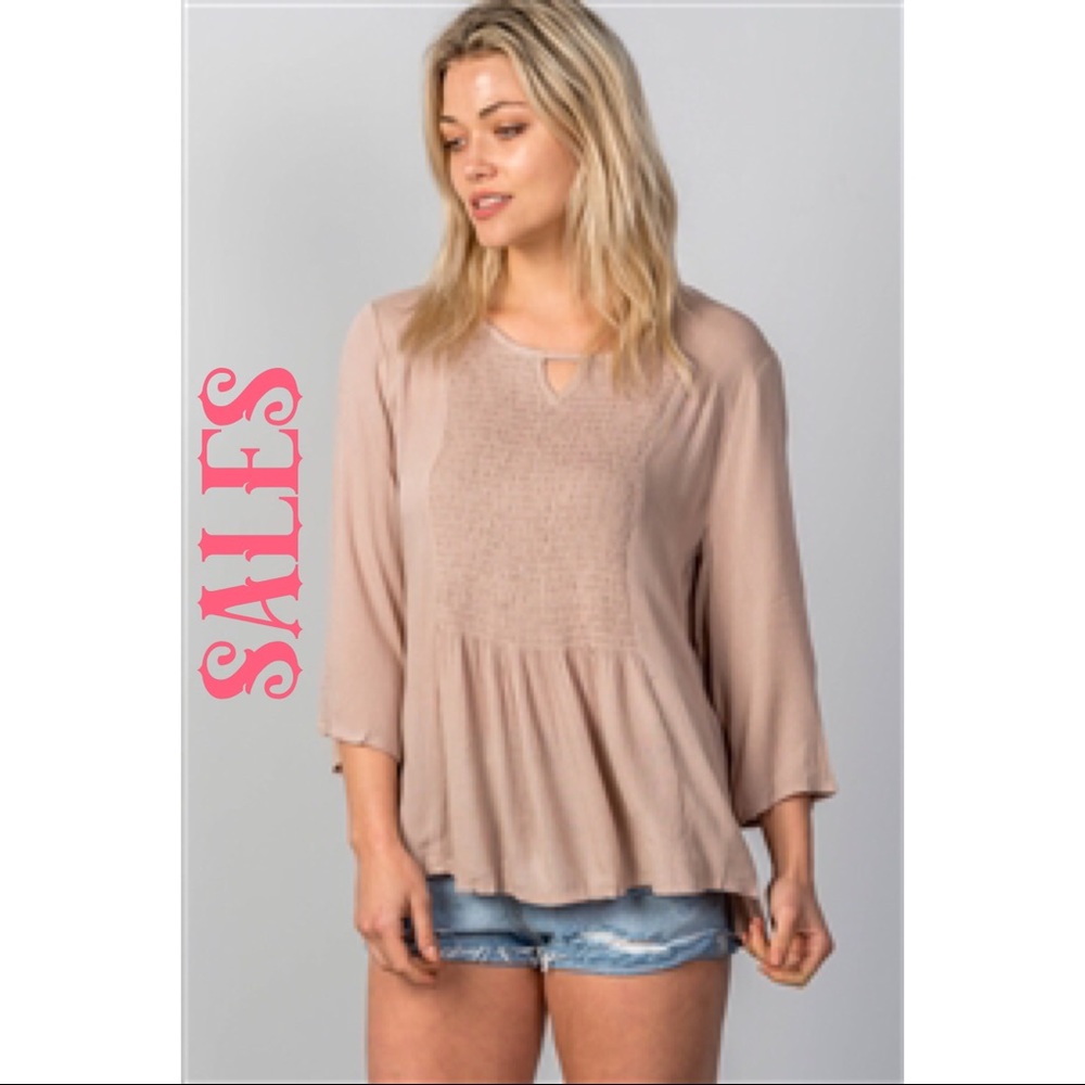 🔥SALES🔥PEASANT TAUPE TOP
